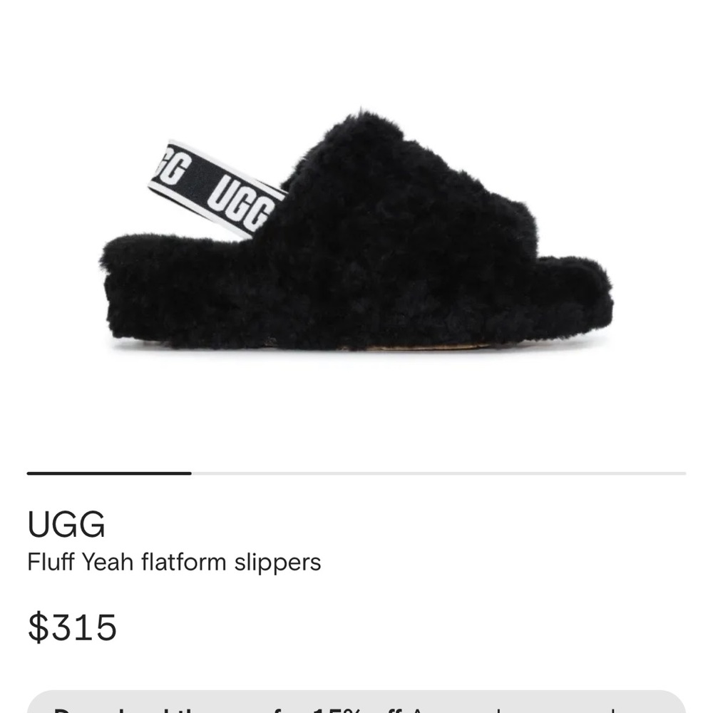 UGG Black Fluff Yeah Platform Slippers